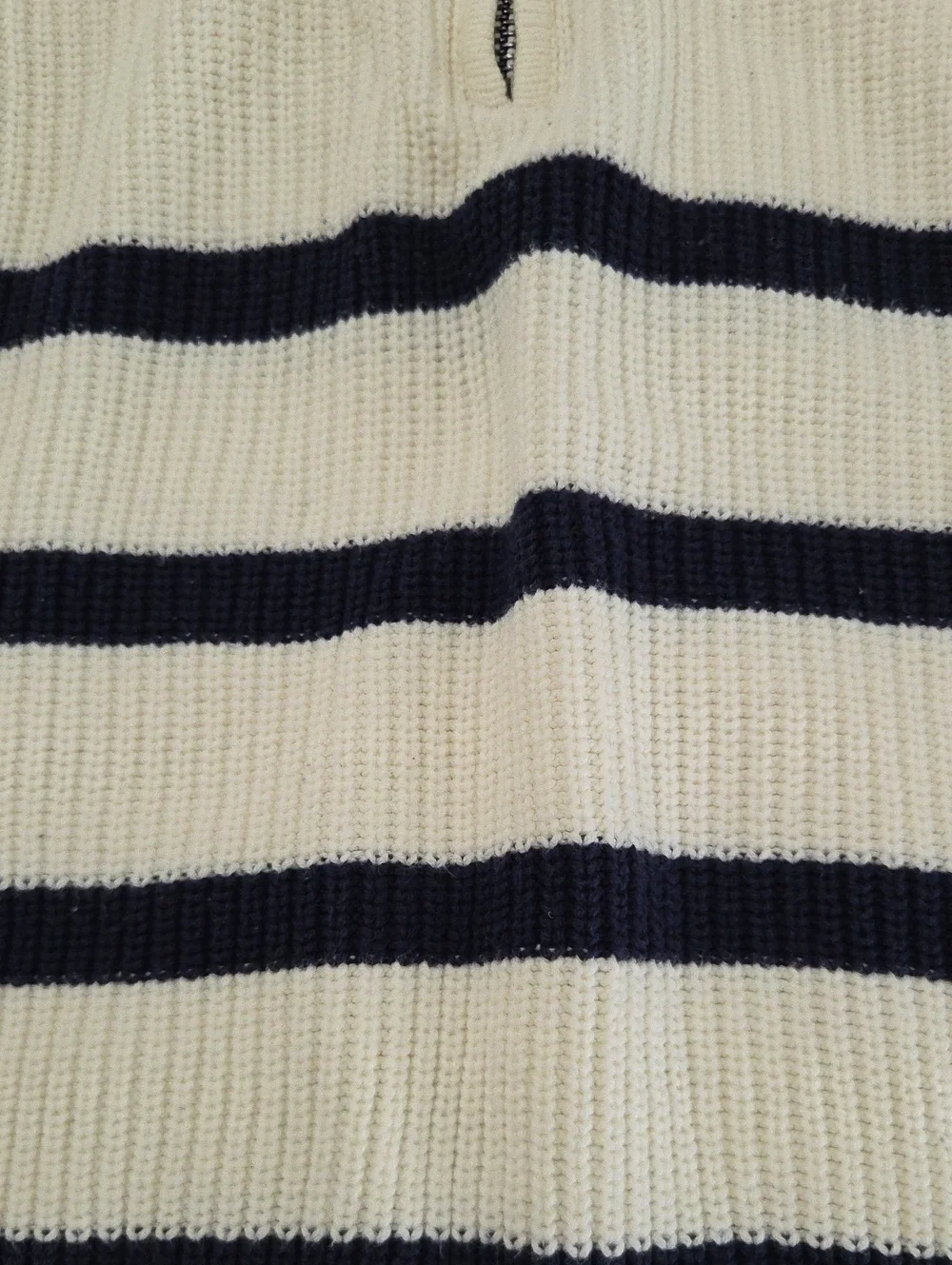 ZARA Kids Cream Half-Zip Sweater with Navy Stripe